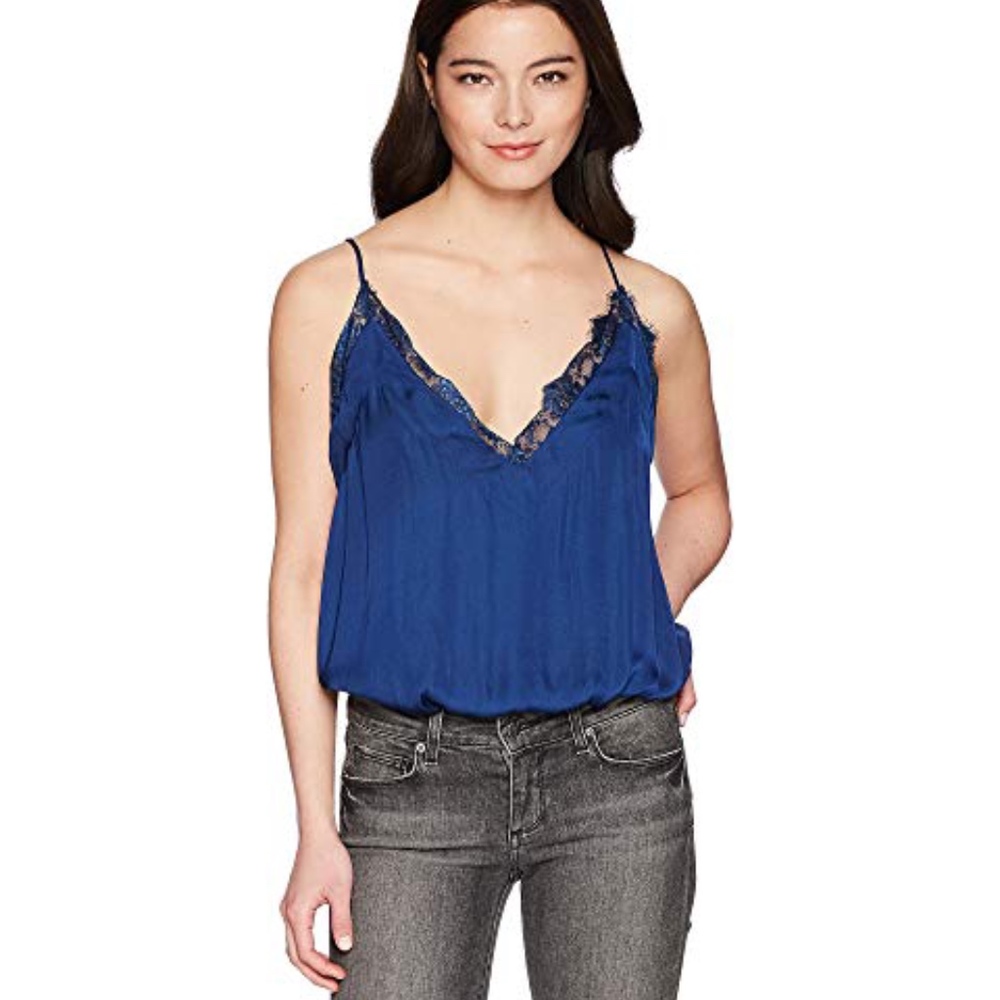 Free People Womens Navy Lace Bodysuit